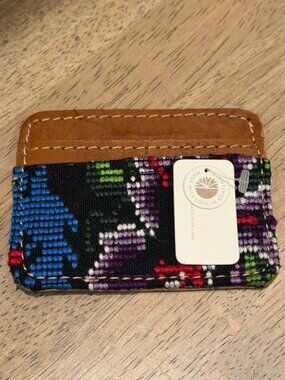NWT Noonday Collection Leather Woven Fabric Card Holder Wallet OS